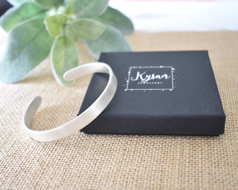 Personalised Positive Thoughts Cuff Mental Health One Day at a Time Sterling Silver Hallmarked