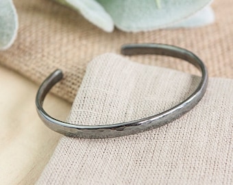 Mens Cuff Bracelet Heavy Sterling Silver Oxidized Snake Effect