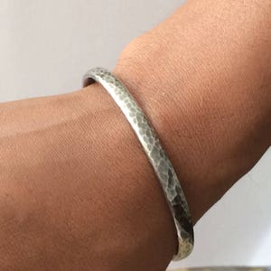 Mens Cuff Bracelet Heavy Sterling Silver Oxidized Snake Effect image 3