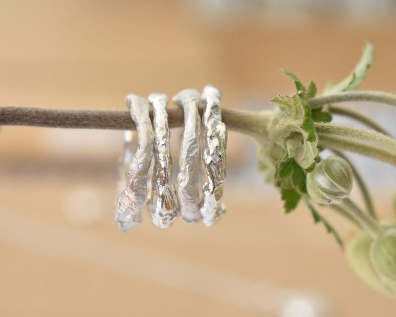 Organic Ring, Molten, Recycled Sterling Silver Reticulated Stacking Ring image 1