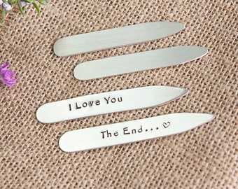 Personalised Sterling Silver Collar Stays Shirt Stiffeners