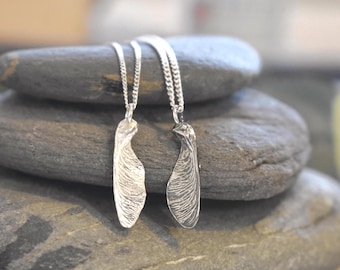 Sycamore Seed Pod Fairy Wings Necklace Botanical Jewellery, Sterling Silver