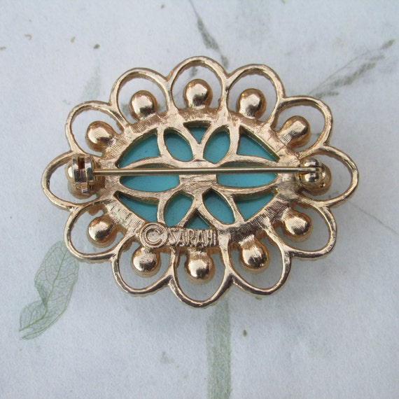 Vintage Sarah Coventry Turquoise and Pearl Filigr… - image 3