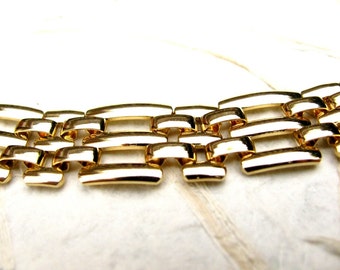 Retro Vintage Gold Tone Triple Bar Weave Link Necklace