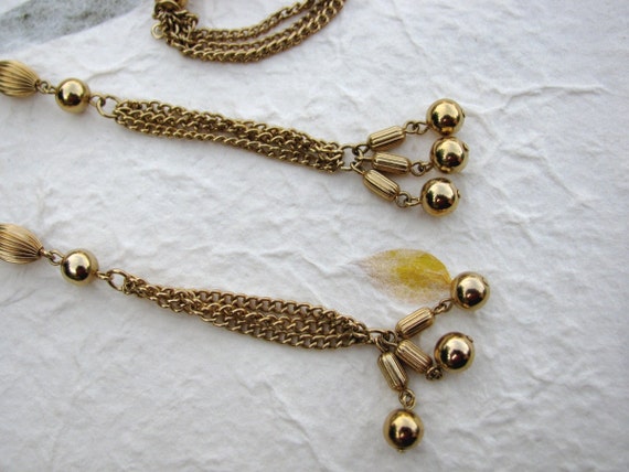 Long Vintage Gold Chain Lariat Tassel Necklace or… - image 3