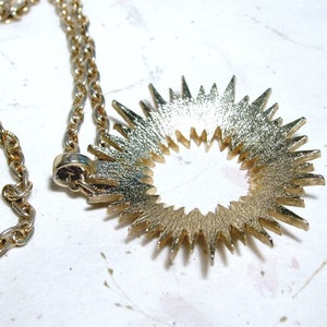 Vintage Sarah Coventry Gold Tone Outer Space Sunburst Pendant image 4