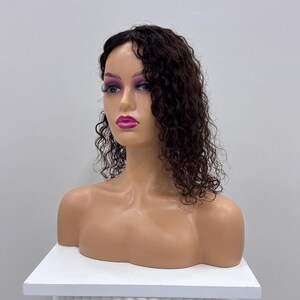 Luxe zijden basis krullende topper, 6 x 6" mensenhaar topper, donkerbruin, handgemaakte haartopper, premium kwaliteit haartopper, maagdelijk mensenhaar,