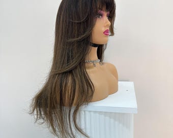 13x6" Luxury Swiss Lace Wig, 130% Density, Hand-Knotted Human Hair Wig, Real Human Hair Wig, Natural Human Hair Wig, Handmade Human Hair Wig
