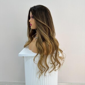 7 x 7" zijden basistopper, karamel balayage hoogtepunten, maagd echt haar topper, handgemaakte mensenhaar topper, natuurlijke look topper, cadeau voor haar