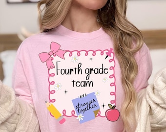 Comfort Colors Cute Preppy Back to School Fourth grade teacher tshirt, Welcome Back shirt, 4th grade Teacher Team, Teacher Life tee