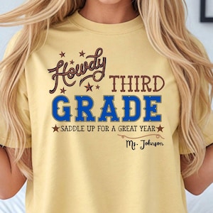 Comfort Colors, Third Grade Teacher, Third Grade Teacher Team Shirt, Personalized Teacher Shirt, Western Back to School, cowboy teacher