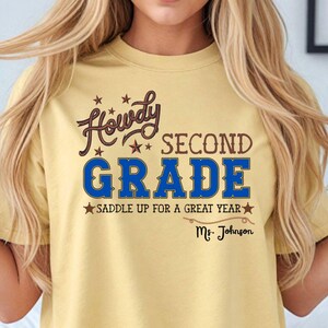 Komfortfarben, Lehrer für die zweite Klasse, Lehrer-Team-Shirt für die zweite Klasse, personalisiertes Lehrer-Shirt, Western Back to School, Cowboy-Lehrer