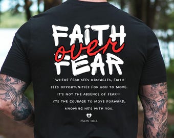 Herren christliche Hemden, christliches Herren-T-Shirt, Mann Gottes Hemd, christliche Dad-Hemden, Vatertagsgeschenk, Glaube über Angst, religiöse T-Shirts