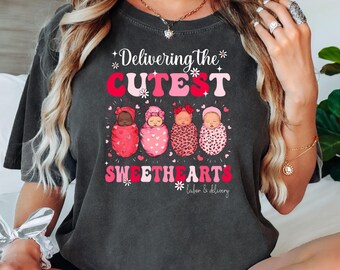 Comfortkleuren Labor and Delivery Valentines shirt verpleegkundige, L&D-sweatshirt, LD-sweater verpleegster Grad kwartrits, toekomstige LD-verpleegkundige trui