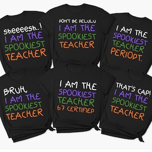 Magliette divertenti per gruppi di insegnanti di Halloween, magliette di gruppo per Halloween, magliette per team di insegnanti di Halloween, maglietta per insegnanti di Halloween, maglietta con slang della generazione Z