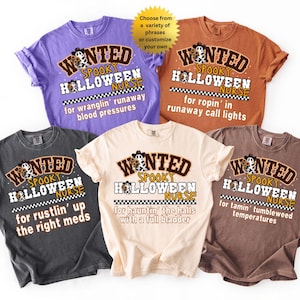 Comfort Colorsの面白いハロウィンナースシャツ、カスタムナースチームシャツ、ハロウィンコスチュームナース、カップルシャツ、グループナースシャツ