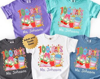 Comfort Colors 100 Days of School Teacher tshirt, 100th Day Of School Student shirt, Personalized 100th Day Teacher Gift