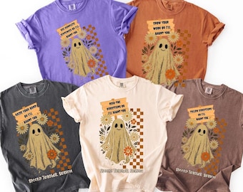 Maglietta carina per insegnante di Halloween, magliette di gruppo per Halloween, magliette per team di insegnanti di Halloween, insegnante fantasma, maglietta per insegnante di Halloween, colori comodi