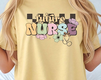 Comfort Colors Future Nurse Retro tshirt, Nursing School Graduation Gift, Nurse Appreciation, Nursing Student Gift,nursing bow