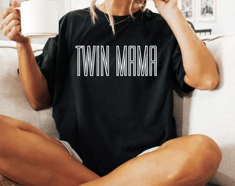 Camiseta para mamá de gemelos Comfort Colors®, camiseta de cuello redondo para mamá de gemelos, regalo para el día de la madre para mamá de gemelos, regalo para mamás primerizas, camiseta de moda para mamá