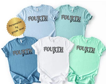 Personalized Teacher Team shirt, Custom Teacher tshirt, Back to school, grade level tee, Gingham Preppy Cute Teacher tee, Fourth grade