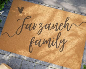 Housewarming Gift home decor, Custom Door Mat with Family Name, Wedding Gift for Couples, Personalized Welcome Doormat w/ Anti-Slip Backing