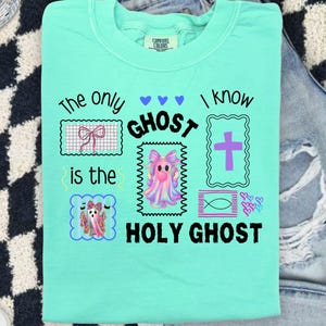 Comfort Colors Halloween Christian tshirt, Cute Ghost shirt, Holy Ghost, Colorful Retro Christian, The Only Ghost I Know, Jesus Lover tee