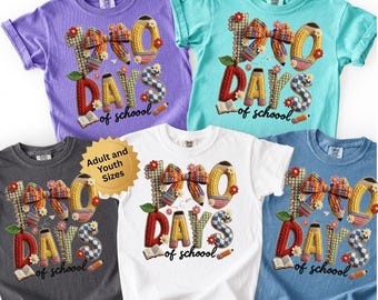 Comfort Colors 100 Days of School Teacher tshirt, 100th Day Of School Student shirt, 100th Day Shirt for Teacher and Kids, Faux Embroidery