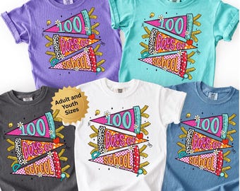 Comfort Colors Teacher 100 Days of School tshirt, 100th Day Of School Students shirt, 100th Day Shirt for Teacher and Kids, Pennant