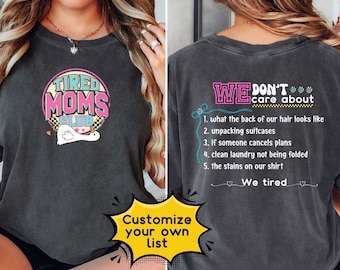 Camiseta personalizada "Cansed Moms Club" con colores cómodos, vida de mamá, camiseta del Día de la Madre, mamá sobreestimulada, camiseta divertida para mamá, regalo único para mamá