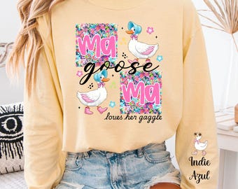 Personalized Mama Goose tshirt, mothers day gift, Comfort Colors, Custom Gift for mom, Floral Mama Goose tee , Kids names sweatshirt for mom