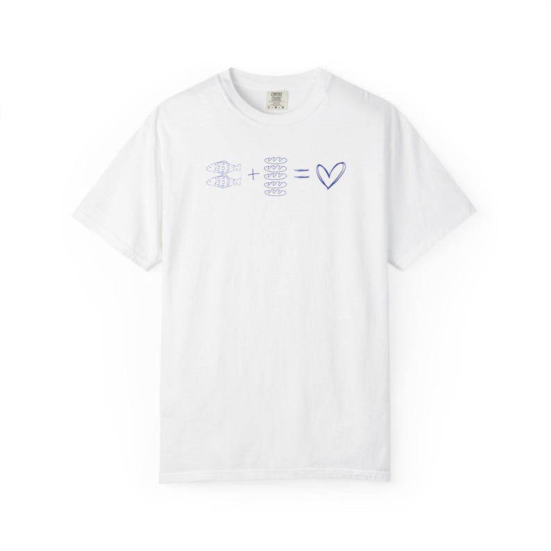 Comfort Colors® Christian tshirt, Bible Verse Shirt, Fish and Loaves, Trendy Christians Tee, Jesus Faith Based Shirt, Fisherman aesthetic White