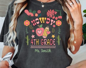 Comfort Colors Personalized Teacher Name shirt, Custom Teacher Name tshirt, Back to school, grade level tee, teacher team shirts, Howdy