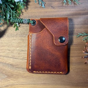 Porte-cartes EDC minimaliste fait à la main en France - Cuir Carlo BADALASSI « WAX » couleur bronze