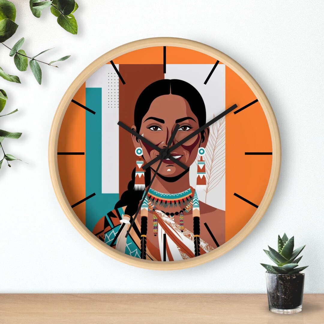 Native American Woman Wall Clock, Southwest Tribal Wall Art, Home Decor ...