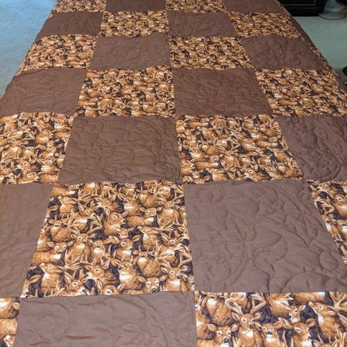 Twin Quilt - Patchwork featuring shops Wild Deer
