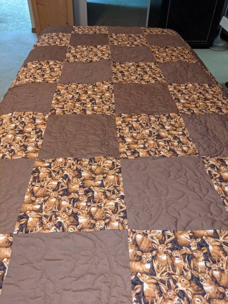 Twin Quilt - Patchwork featuring shops Wild Deer