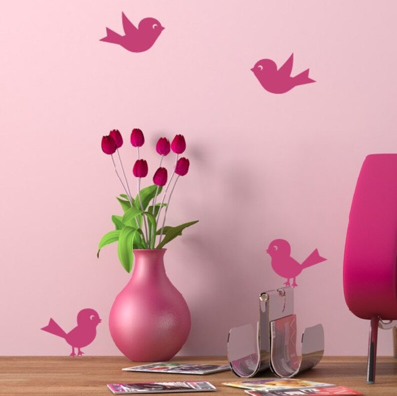 Bird Wall Decals Set of 4 Vinyl Decal Set Children Baby Etsy