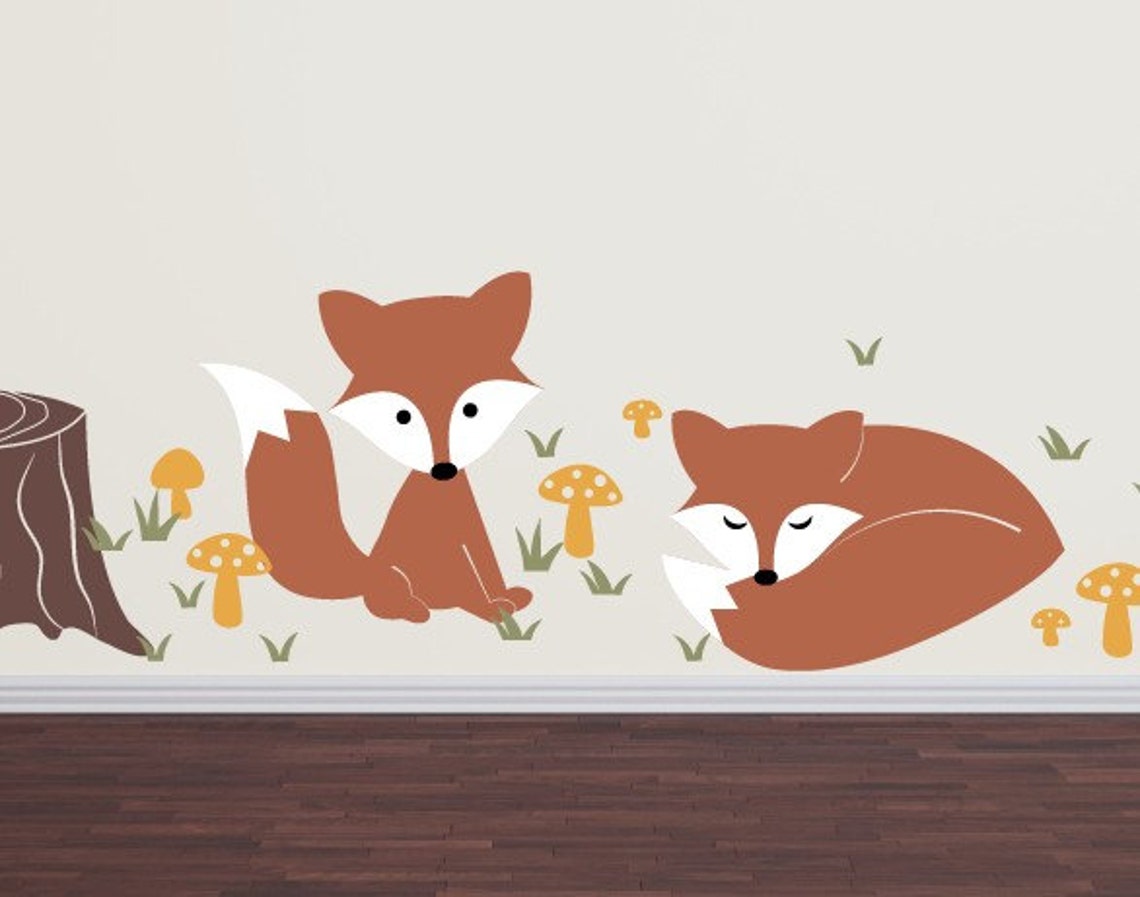 Fox Wall Decal Set Children Nursery Boy Girl Vinyl Decals Etsy