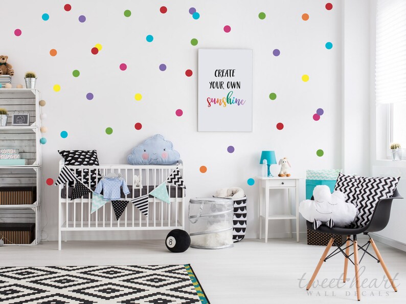 2 Rainbow Polka Dot Decals Rainbow Wall Stickers Etsy