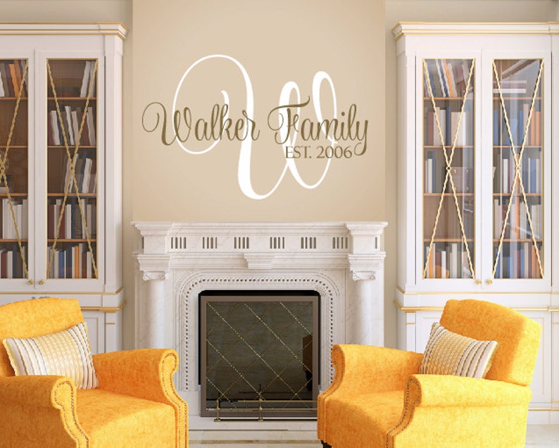 Family Wall Decal Monogram Family Vinyl Decal Set Etsy