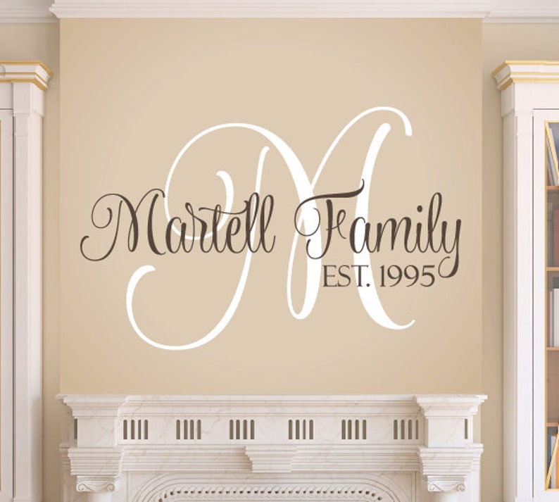 Family Wall Decal Monogram Family Vinyl Decal Set Etsy