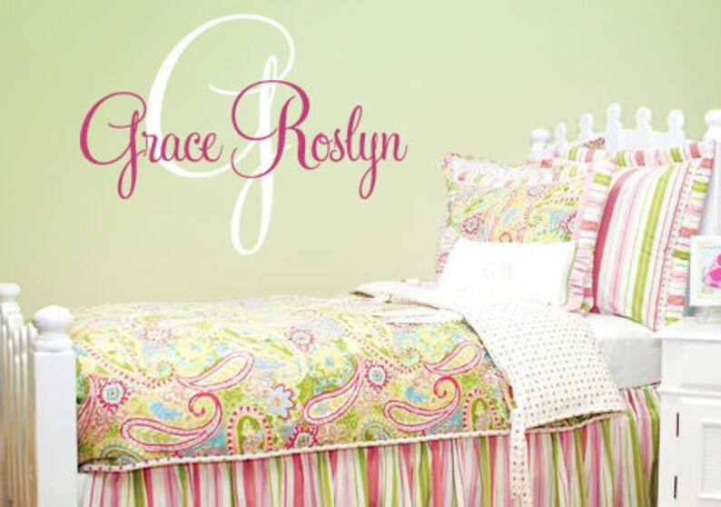 Nursery Name Decal Monogram Name Decal Personalized Name Etsy