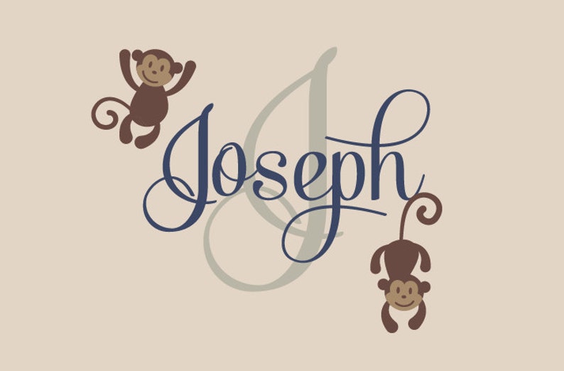 Monkey Name Wall Decal Safari Vinyl Decals Nursery Children Baby