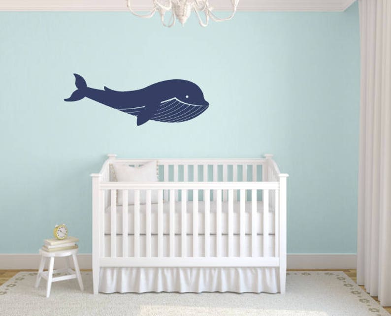 Blue Whale Wall Decal Sea Ocean Decals Nursery Decor Art Vinyl Kids Friends