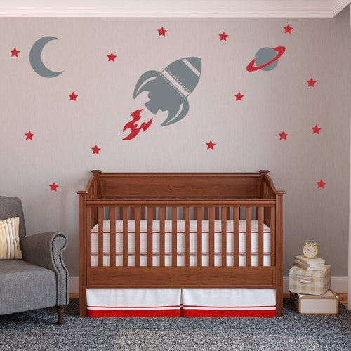 Rocket Wall Decal Set Baby Boy Nursery Wall Decals Space Etsy