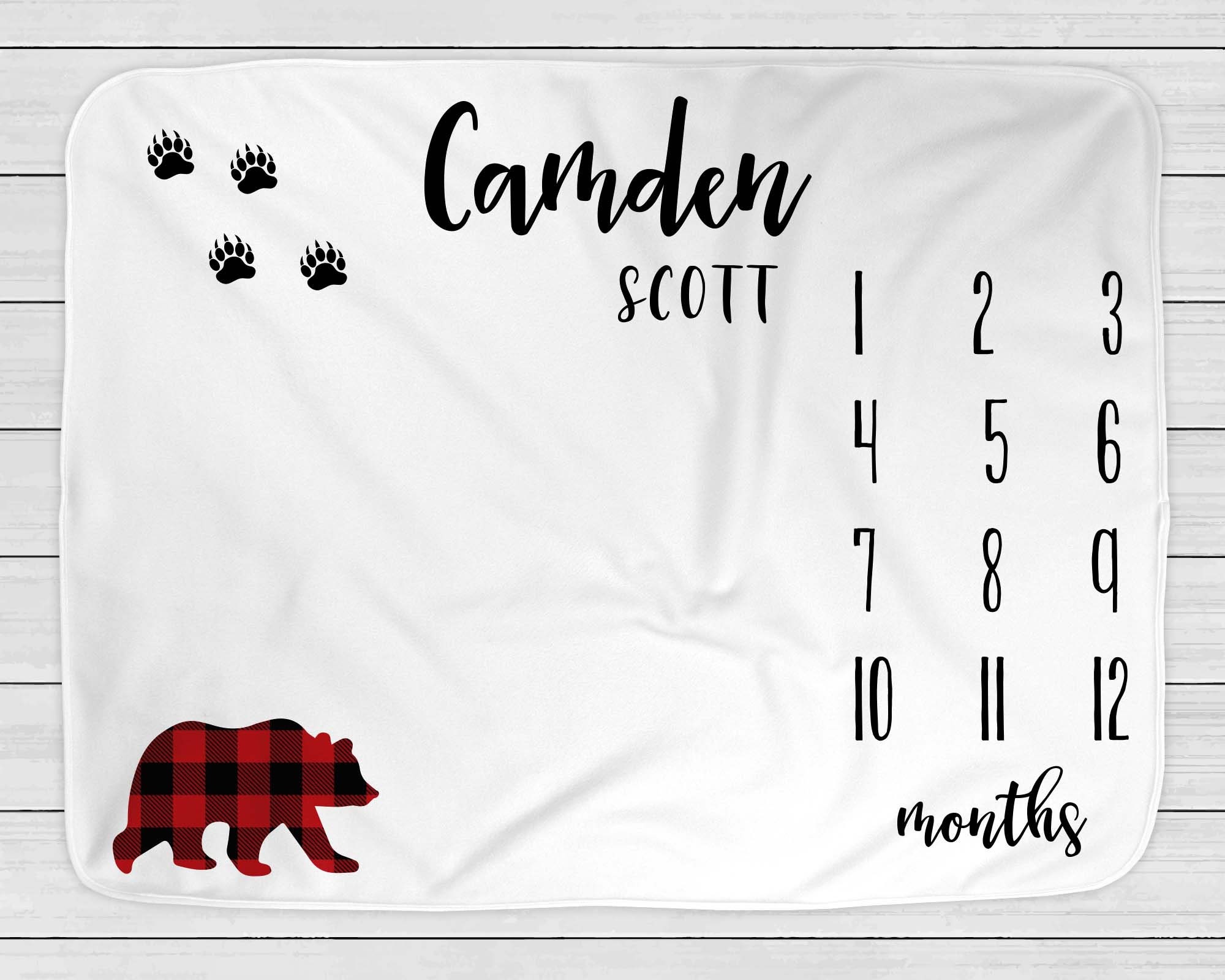 Baby Boy Milestone Blanket Monthly Baby Blanket Personalized Etsy