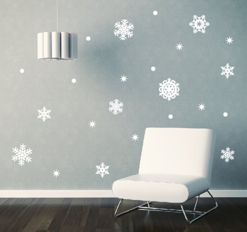 Snowflake Wall Decal Set Snowflakes Window Stickers Etsy