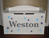 Personalized Toy Box Decal with Stars, Customized Toy Box Vinyl Decal, Toy Box Name Decal