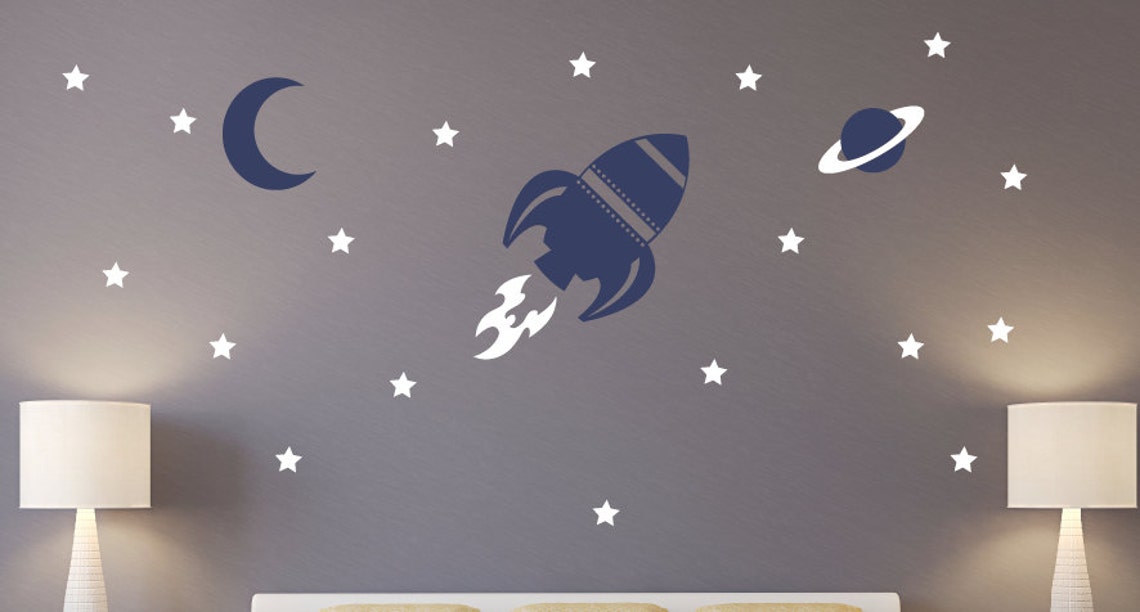 Rocket Wall Decal Set Baby Boy Nursery Wall Decals Space Etsy